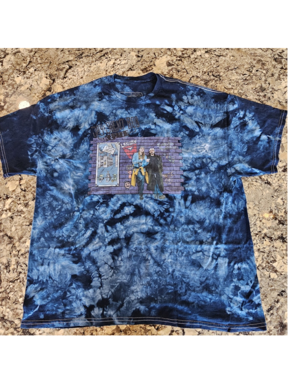 Jay and Silent Bob Reboot Tie Dye T-Shirt 2XL Kevin Smith Movie Graphic Blue